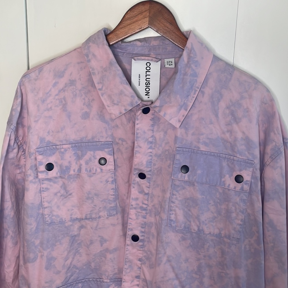 Pink and Purple Oversized Shacket with Black Details